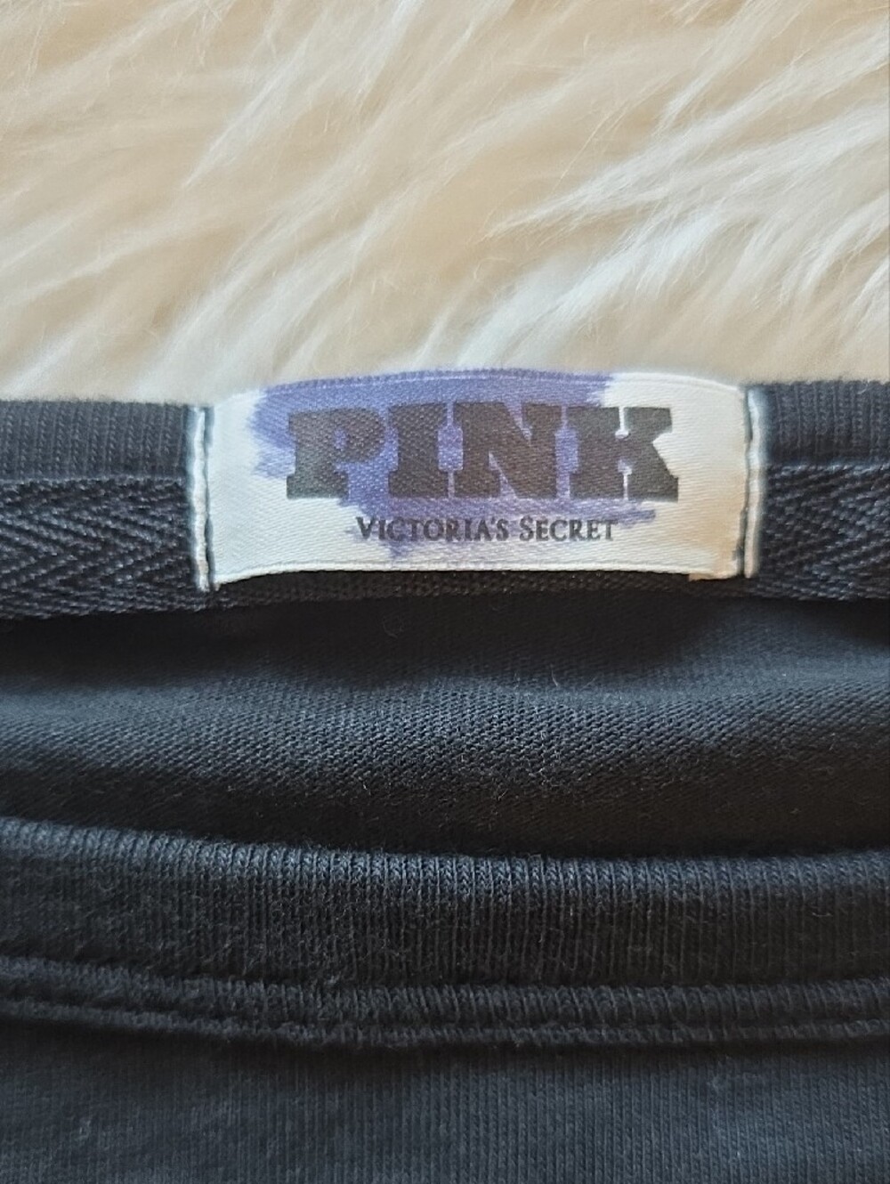 PINK Victoria's Secret Black Cropped Boatneck Tee SIZE XL - Picture 2 of 6